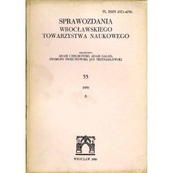 Sprawozdania Wrocławskiego Towarzystwa Naukowego. [Seria] A. Nr 33 (1978)