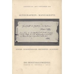 Antiquariatskatalog. Auktion 134: Autographen und Manuskripte von Stifter,...