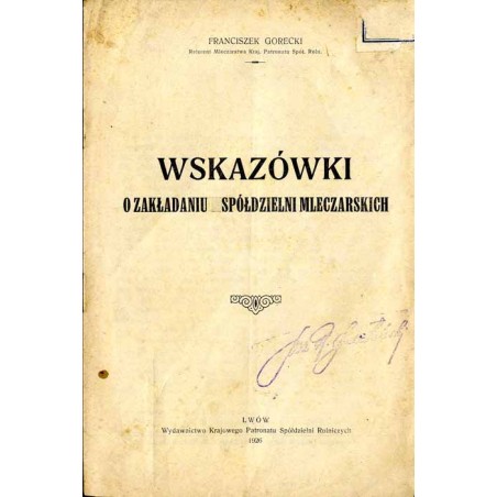 Wskazówki o zakładaniu spółdzielni mleczarskich