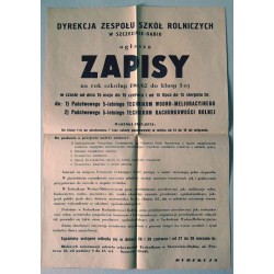 Zapisy do Technikum Zespołu Szkół Rolniczych w Szczecinie-Dąbiu / Szczecin 1961