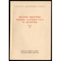 Rocznik Biblioteki Polskiej Akademii Nauk w Krakowie. R.6 (1960)