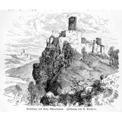"Bolkoburg und Burg Schweinhaus. Zeichnung von A. Richter."