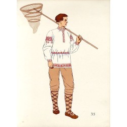 "35) Costume de pêcheur de Polésie (Pinszyina). POLOGNE"