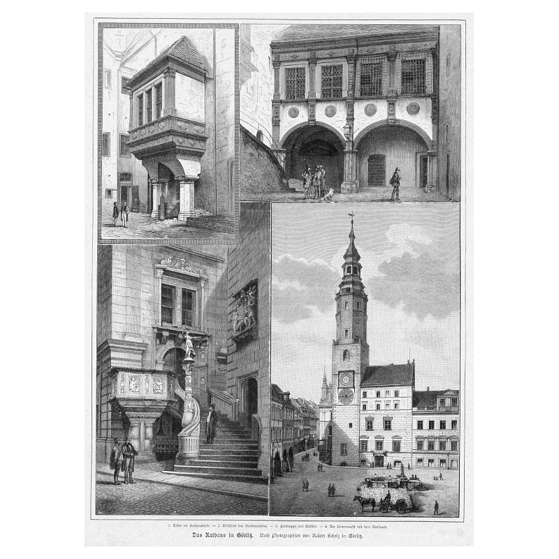 "Das Rathaus in Görlitz. Nach Photographien von Robert Scholz in Görlitz. 1. Erker im Rathaushofe. - 2. Westseite des Rathaushof