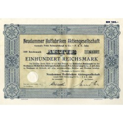 Neudammer Hutfabriken AG vormals Fritz Schwartzkopf & Co. - F. & E. Jahn. 100...