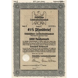 Schlesische Landeskreditanstalt. Reihe 2. 4,5% Pfandbrief 1000 Reichsmark....
