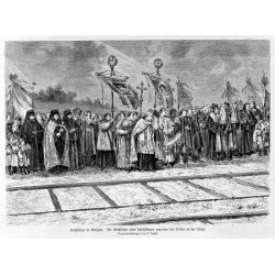 1) "Kaisertage in Galizien. Gruppe aus dem Fakelzug. Originalzeichnung von Fr. Kollarz." 2) "Bauern-Banderieen." 3) "Polnische