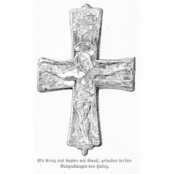 "Ein Kreuz aus Kupfer mit Email, gefunden bei den Ausgrabungen von Halicz. /...