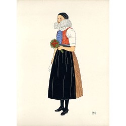 "24) Costume de Jeune Femme de Vyškova. TCHÉCO-SLOVAQUIE"