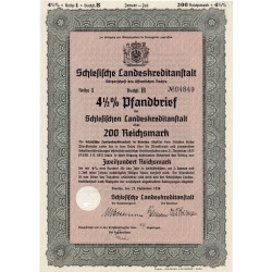 Schlesische Landeskreditanstalt. Reihe 1. 4,5% Pfandbrief 200 Reichsmark....