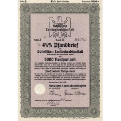 Schlesische Landeskreditanstalt. Reihe 2. 4,5% Pfandbrief 5000 Reichsmark. Breslau / Wrocław 1.06.1939