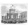 "Arc de triomphe élevé à Varsovie, à l'occasion de l'arrivée de l'empereur Alexandre. - D'apres une photographie de M. Maximilie