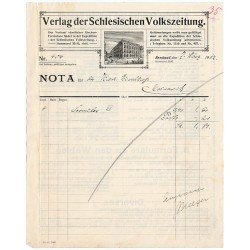 "NOTA. Verlag der Schlesischen Volkszeitung. [...]". Breslau 7.03.1912
