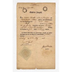 Duplikat zaświadczenia o studiach (świadectwa studiów - Studien-Zeugniß) w języku niemieckim wydany dla studenta Andreasa Schind