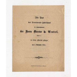 Druki okolicznościowe w języku niemieckim wydane na jubileusz Eduard Wentzel / Głogów (Glogau) 5.11.1864