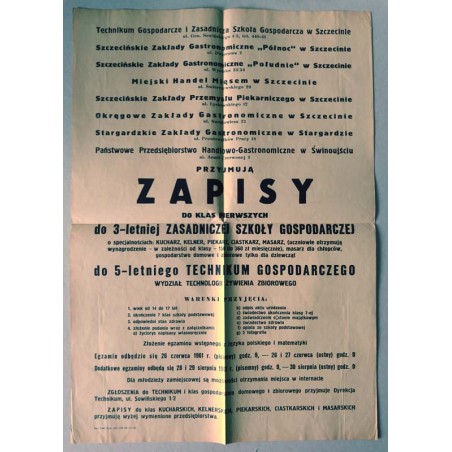 Zapisy do szkół w Szczecinie w 1961 roku / Szczecin / Stargard Szczeciński / Świnoujście 1961