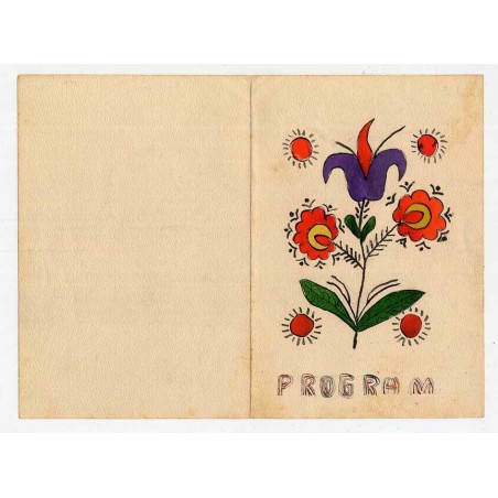 Rękopiśmienny program koncertu (sala "Morskie Oko"?) z florystycznym rysunkiem gwaszem na okładce / Zakopane 1928-1939