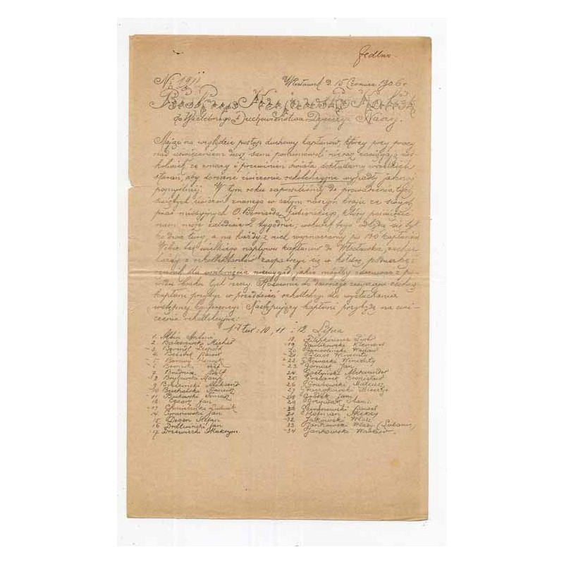 Okólnik biskupa kujawsko-kaliskiego Stanisława Kazimierza Zdzitowieckiego / Włocławek 15.06.1906