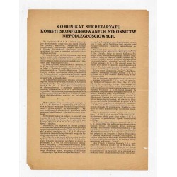Komunikat Sekretariatu Komisji Skonfederowanych Stronnictw Niepodległościowych / Kraków 1914