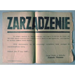Zarządzenie Zarządu Miejskiego w Malborku / Malbork 17 lipca 1947