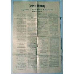 Obwieszczenie z regulaminem pracy ogłoszone przez właściciela fabryki Wilhelma Fitznera / Siemianowice Śląskie (Laurahütte) 19.0