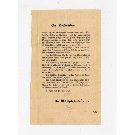subskrypcja wydawnictwa / Głogów (Glogau) 10.05.1838