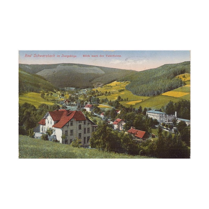 Bad Schwarzbach im Isergebirge. Blick nach der Tafelfichte