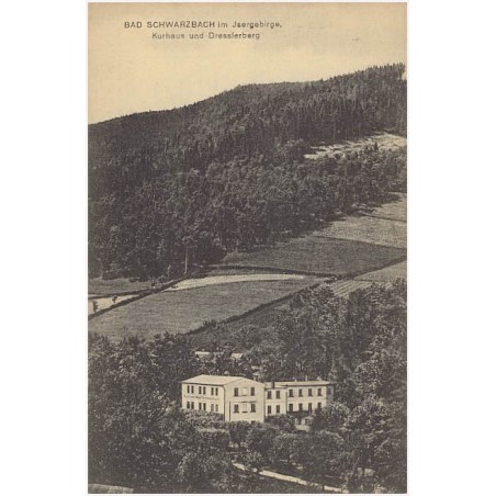 Bad Schwarzbach im Isergebirge. Kurhaus und Dresslerberg