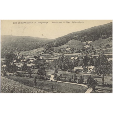 Bad Schwarzbach im Isergebirge. Landschaft in Ober-Schwarzbach