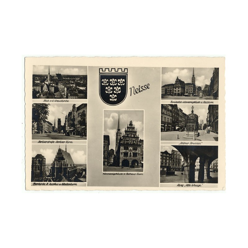 Neisse. Kämmereigebäude m. Rathaus-Turm. Blick v. d. Kreuzkirche. Paradeplatz-Kämmereigebäude u. Ratsturm. Berlinerstraße-Berlin