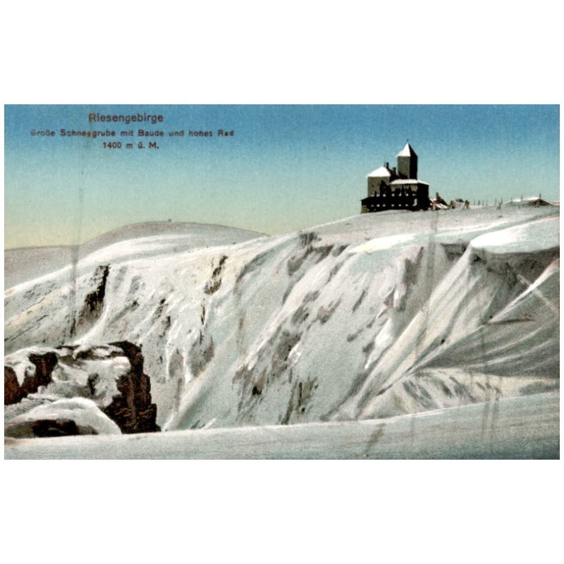 Riesengebirge. Große Schneegrube mit Baude und hohes Rad 1400 m ü. M.