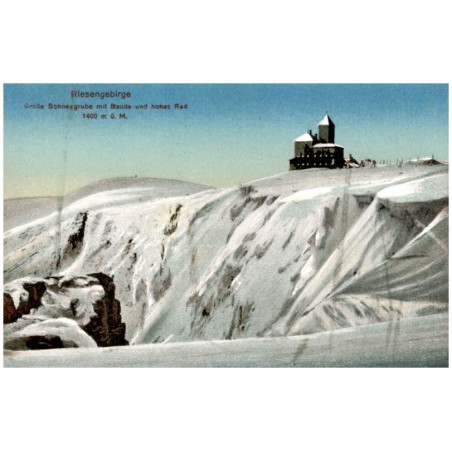 Riesengebirge. Große Schneegrube mit Baude und hohes Rad 1400 m ü. M.
