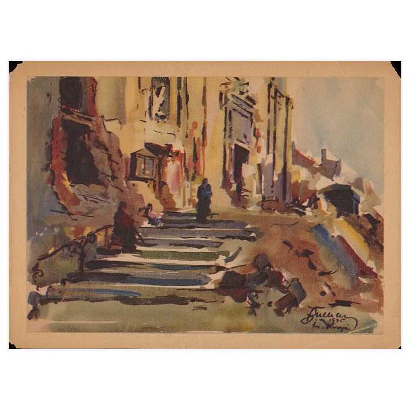 Warszawa. - Wejście kościoła Św. Krzyża, przy Krakowskim Przedmieściu, zburzonego i spalonego przez Niemców podczas Powstania w