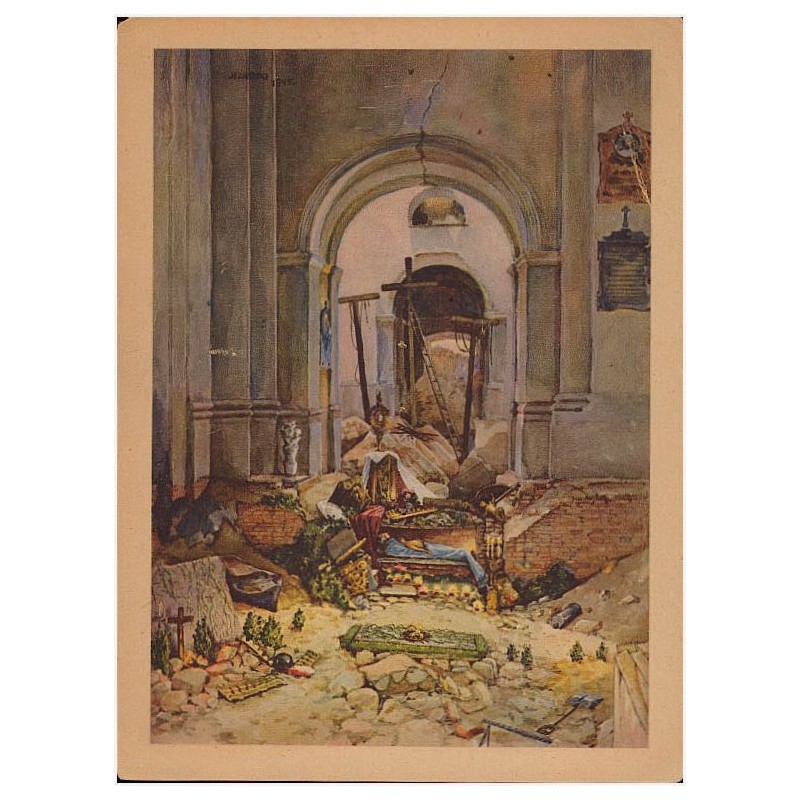 Warszawa. - Wielkopiątkowy "Grób" z r 1945 w kościele Św. Krzyża przy Krakowskim Przedmieściu, zburzonym i spalonym przez Niemcó