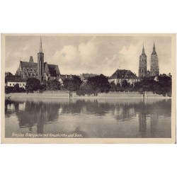 Breslau. Oderpartie mit Kreuzkirche und Dom