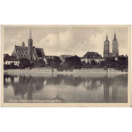 Breslau. Oderpartie mit Kreuzkirche und Dom
