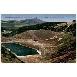 Riesengebirge. Kleiner Teich mit Baude 1183 m ü. M. Kl. Koppe und Hampelbaude.