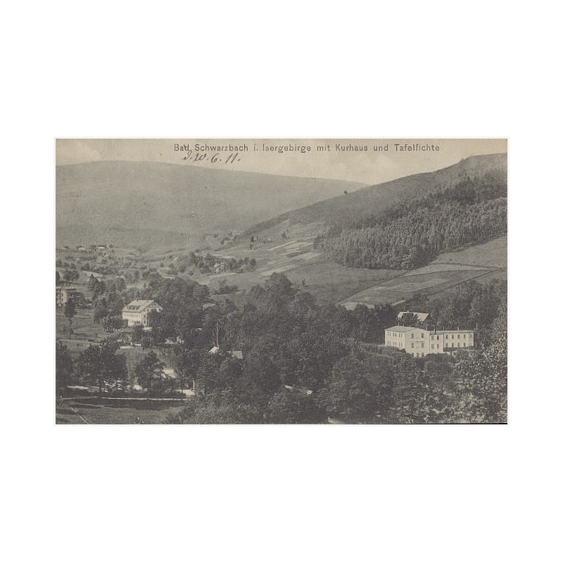 Bad-Schwarzbach i. Isergebirge mit Kurhaus und Tafelfichte