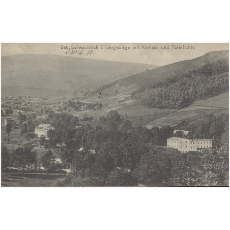 Bad-Schwarzbach i. Isergebirge mit Kurhaus und Tafelfichte