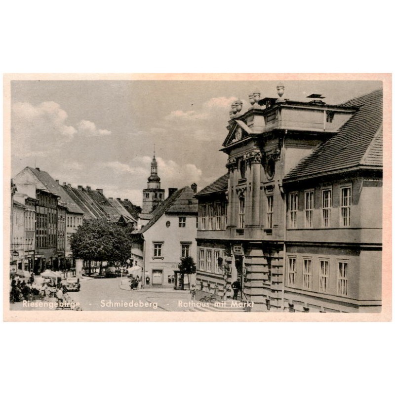 Riesengebirge - Schmiedeberg - Rathaus mit Markt