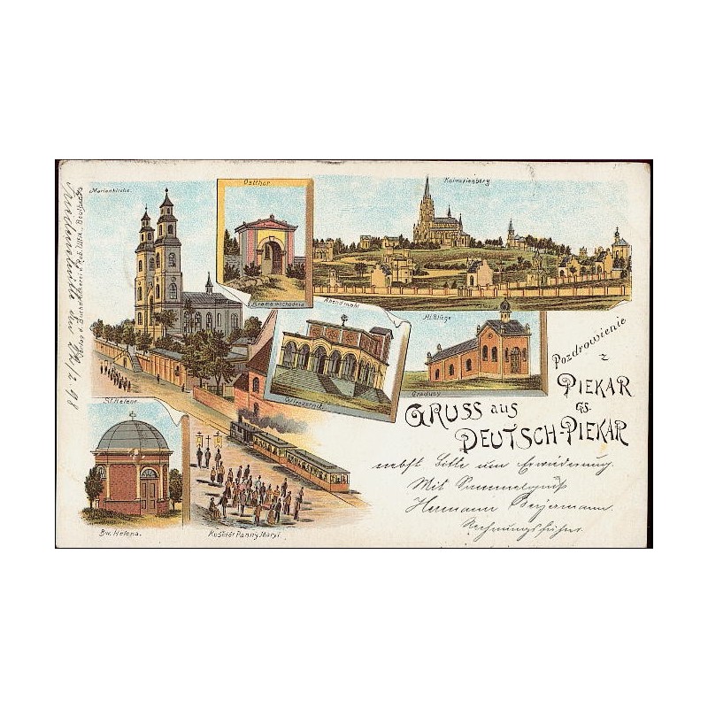 Pozdrowienie z Niem. Piekar G./S. Gruss aus Deutsch-Piekar. Marienkirche. Ostthor. Brama wschodnia. Kalwarienberg. Abendmahl. Wi