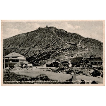 Riesengebirge: Schneekoppe, 1605 m Seehöhe mit Schlesierhaus und Riesenbaude