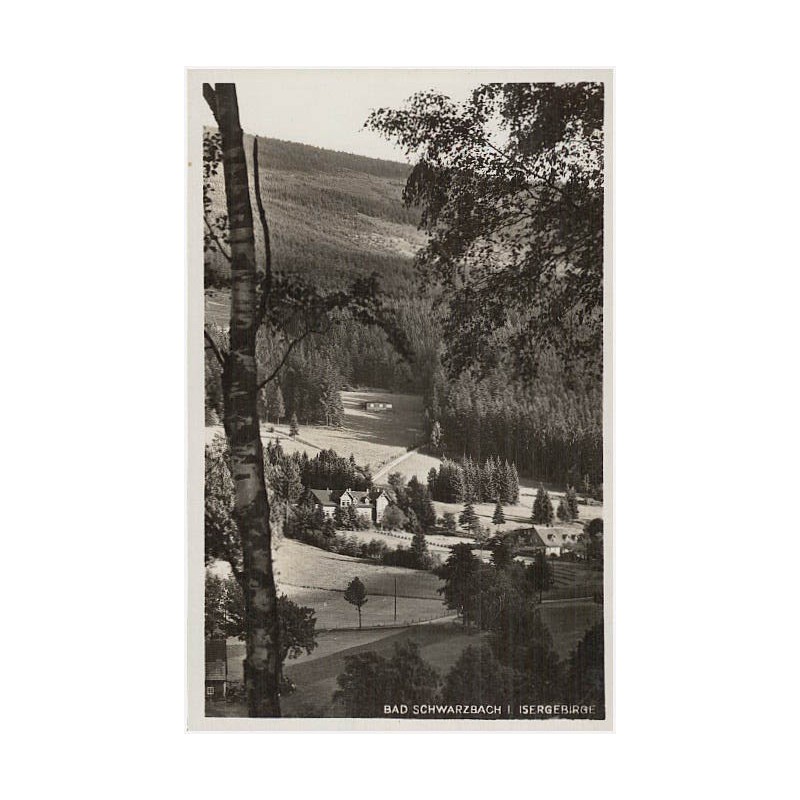 Bad Schwarzbach i. Isergebirge [...] Blick zum Waldfrieden und Jägerhaus
