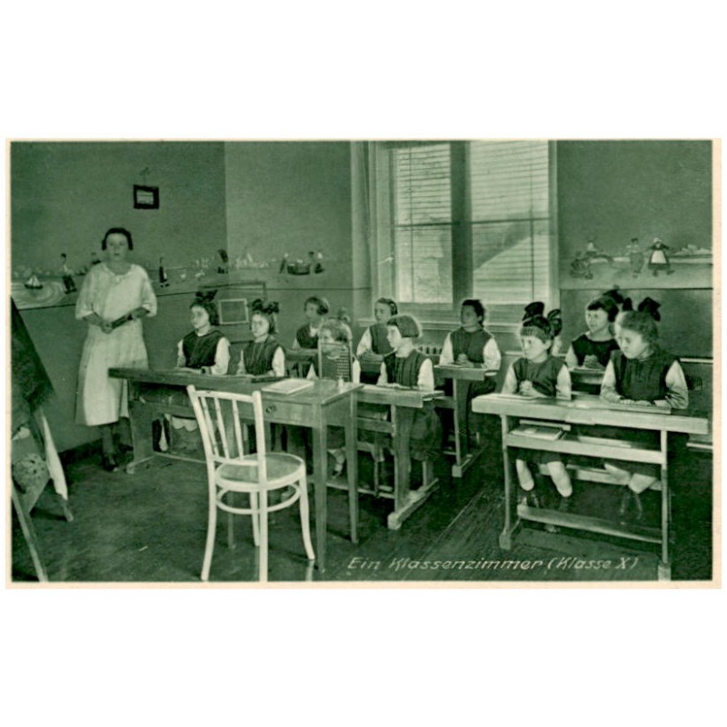 Ein Klassenzimmer (Klasse X) / Rewers: Pensionat der Ursulinen. Carlowitz bei Breslau.