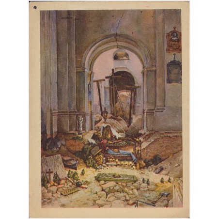 Warszawa. - Wielkopiątkowy "Grób" z r 1945 w kościele Św. Krzyża przy Krakowskim Przedmieściu, zburzonym i spalonym przez Niemcó