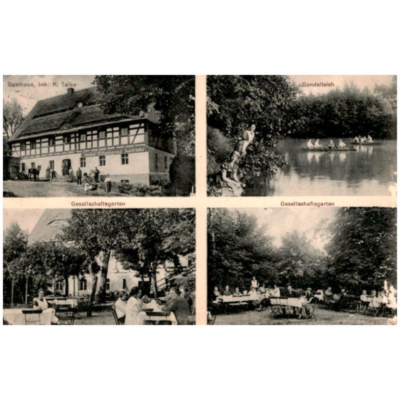 Gasthaus, Inh. R. Talke. Gondelteich. Gesselschaftsgarten. Gesselschaftsgarten / Rewers: Gruss aus Grüssiggrund bei Haynau