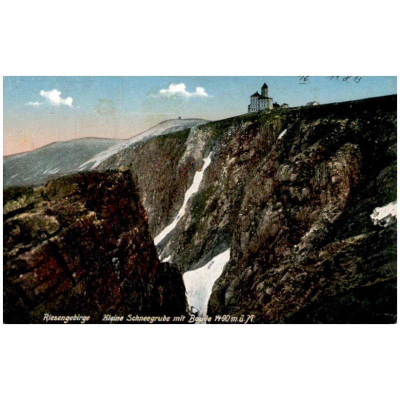 Riesengebirge. Kleine Schneegrube mit Baude 1490 m. ü. M.