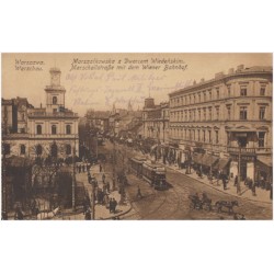 Warszawa. Marszałkowska z Dworcem Wiedeńskim. Warschau. Marschallstraße mit dem Wiener Bahnhof