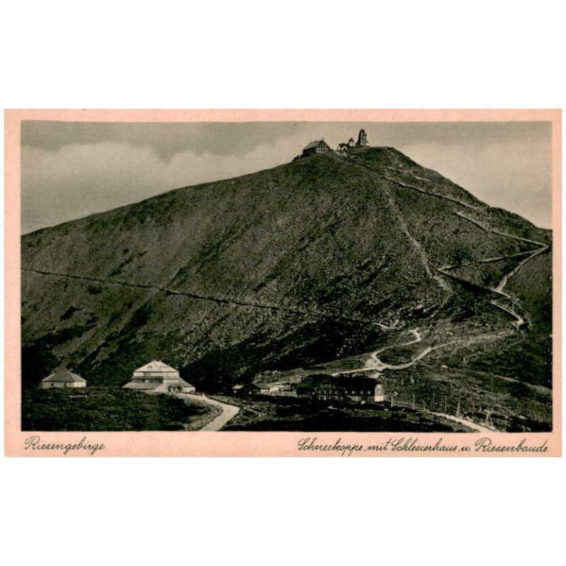 Risengebirge. Schneekoppe mit Schlesierhaus u. Riesenbaude