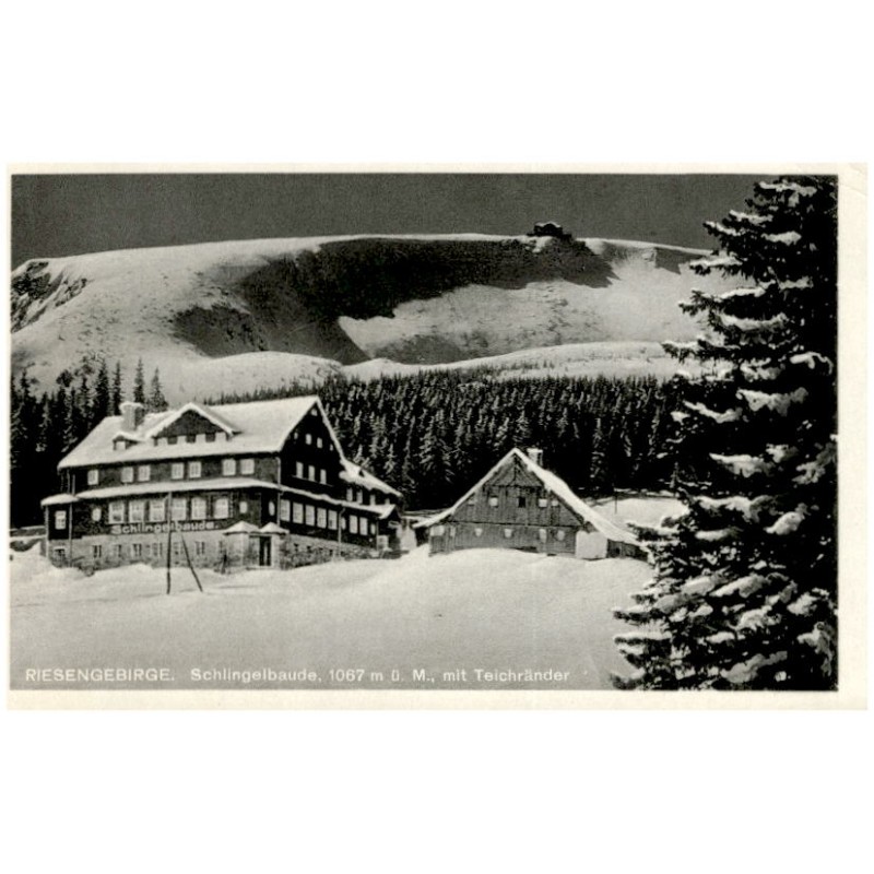 Riesengebirge. Schlingelbaude. 1067 m ü. M., mit Teichränder